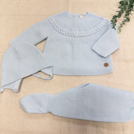 CONJUNTO DE LANA 3 PIEZAS 004-11282 CELESTE