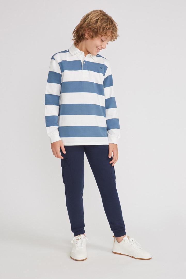 PANTALON CARGO DE ALGODON SIN PELO 95064B MARINO