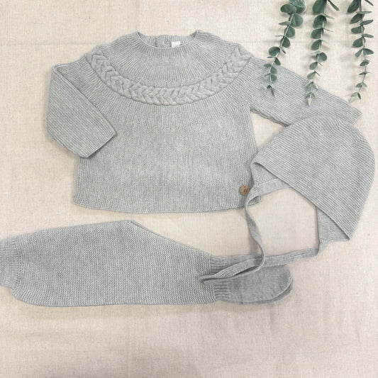 CONJUNTO DE LANA 3 PIEZAS 004-11282 GRIS