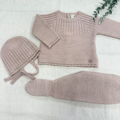 CONJUNTO DE LANA 3 PIEZAS 004-12242 ROSA