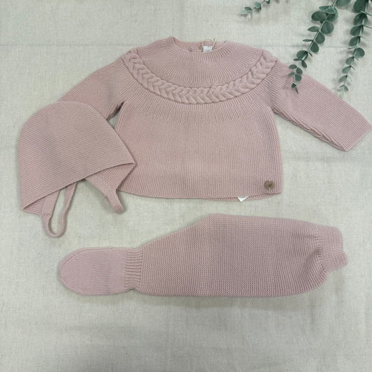 CONJUNTO DE LANA 3 PIEZAS 004-11282 ROSA