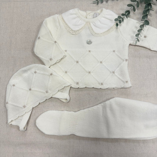 CONJUNTO DE LANA 3 PIEZAS 004-11280 CRUDO